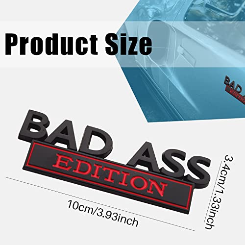Image of Pincuttee 3D Metal Sticker for Bumper /Fender /Body /Rear /Side, Bumper Emblem, Bad Ass Edition Emblem for Cars /SUV /Truck (Black /Red, 1PC)