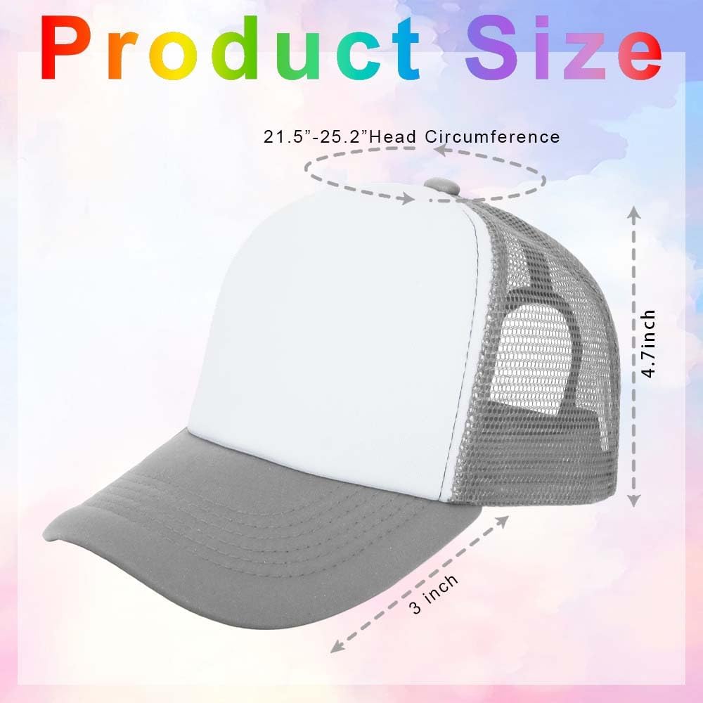 ZH 12 Pcs Sublimation Trucker Hats Blank Mesh Baseball Cap Polyester Bulk Mesh Trucker Hat for Men and Women - Image 3