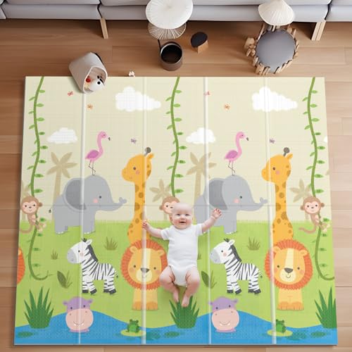 Image of UANLAUO Foldable Baby Play Mat,71x59 Inches Playmat for Indoor and Outdoor, Reversible Foam Padded Perfect for Playtime and Tummy Time, Waterproof Baby Crawling mat Play for Infants, Toddlers and Kids