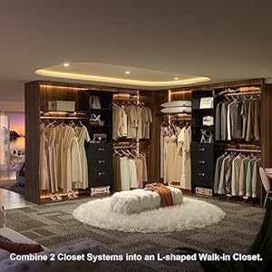 8FT Closet System, 96'' Closet Organizer System with 3 Hanging Rods, Wall Mount Bedroom Wardrobe with 3 Drawers Walk-in Closet, Adjustable Cloth Garment Rack from 5 to 8FT (Cut to Fit), Black 8FT Closet System 96 Closet Organizer System with 3 Hanging Rods Wall Mount Bedroom Wardrobe with 3 Drawers Walk in Closet Adjustable Cloth Garment Rack from 5 to 8FT Cut to Fit Black