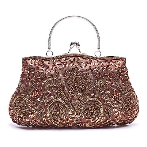 VENI MASEE Antique Floral Seed Bead Clutch Bag Cover