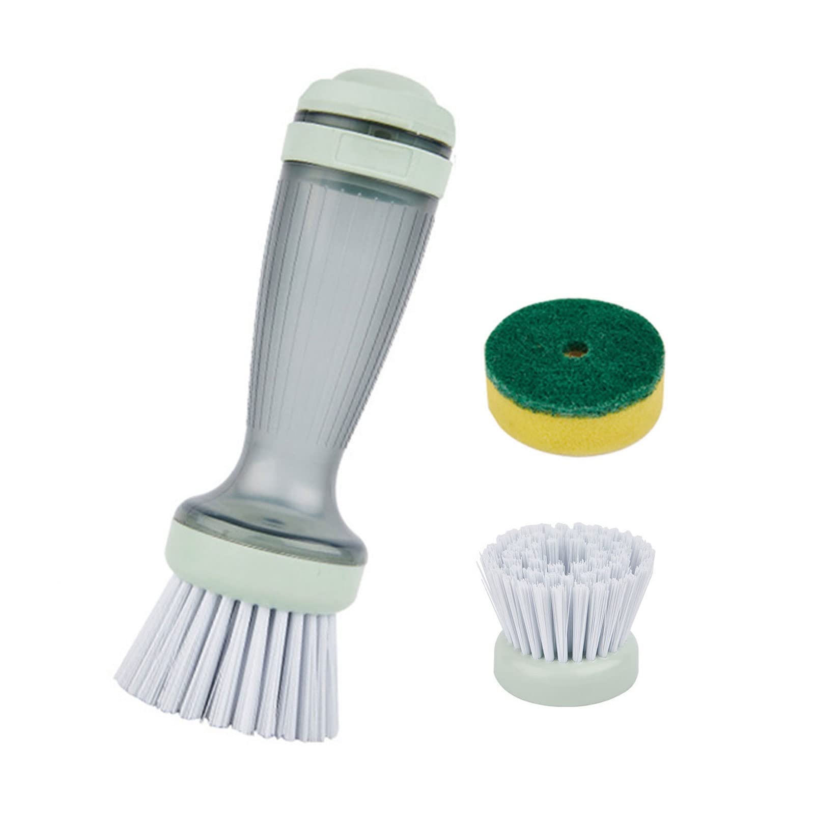 2 Spazzole Con Serbatoio Per Sapone, Multifunzione Per Pulizia Palmo, Ideali Per Piatti, Pentole, Padelle E Lavelli, Colori Blu E Arancione - 3