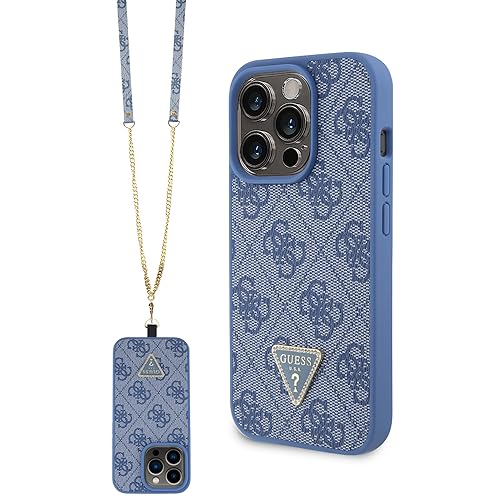 Guess GUHCP15LP4TDSCPB Coque pour iPhone15 Pro 6,1" Bleu Hardcase Crossbody 4G Metal Logo
