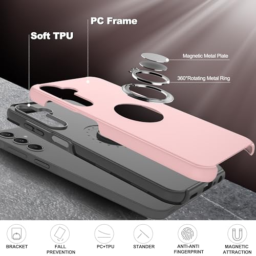 Gritup for Samsung Galaxy A25 5G Case with 360° Rotating Kickstand,Pink - image 6