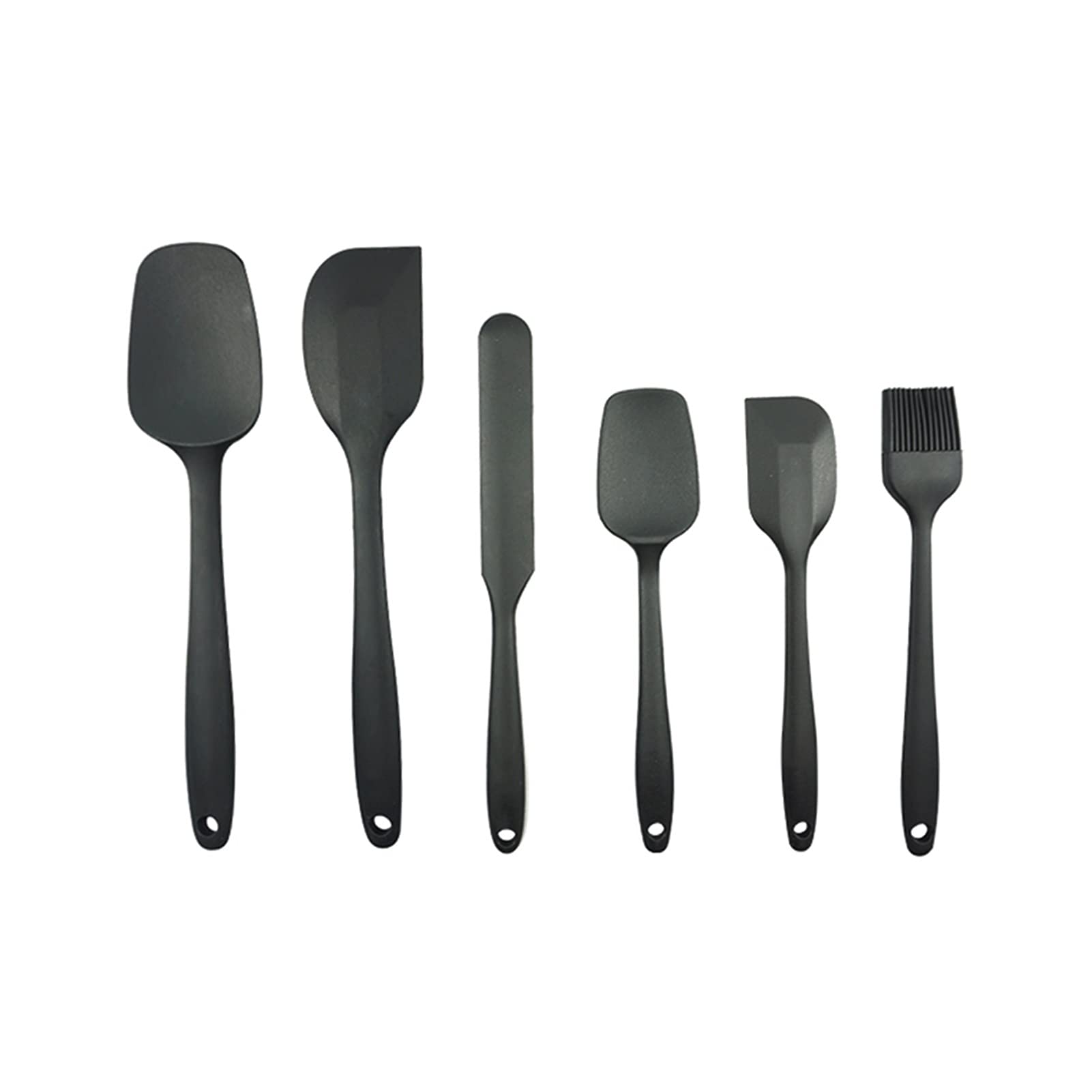 Teigschaber Silikon Backspatel Set Multicolor Butter Spatula Hitzebeständige Kochen Spatel Kuchen Dekorieren Vereisung Spatel (6 Peices) Spatel (Color : Black)
