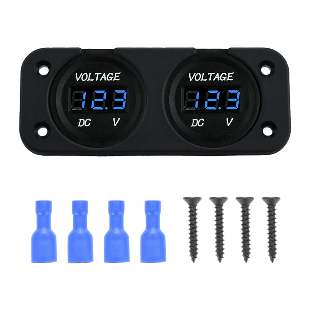 Voltmetro digitale a doppio LED MASO 12V-24V, doppia batteria per auto e moto, pannello di superficie per voltmetro con display a LED