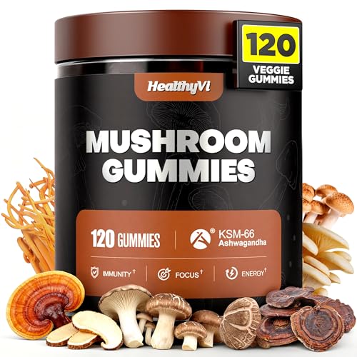 10-In-1 Mushroom Gummies with KSM-66 Ashwagandha...