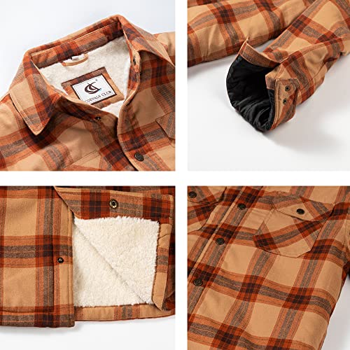 COEVALS CLUB Men's Flannel Shacket Casual Button Snap Sherpa Quilted Lined Premium Jacket Shirts3