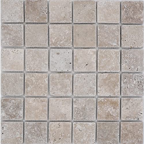 Mosaico de azulejos travertino de piedra natural beige Chiaro antiguo, para suelo, pared, baño, ducha, cocina, espejo, revestimiento de bañera, placa de mosaico