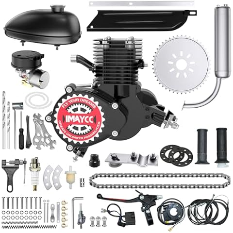 IMAYCC Bike Motor Kit 100cc Motorized Bike Kit 2 Stroke Gas Bicycle Engine Conversion Kit Fit for 26-28" Bikes (100CC Black) Cover