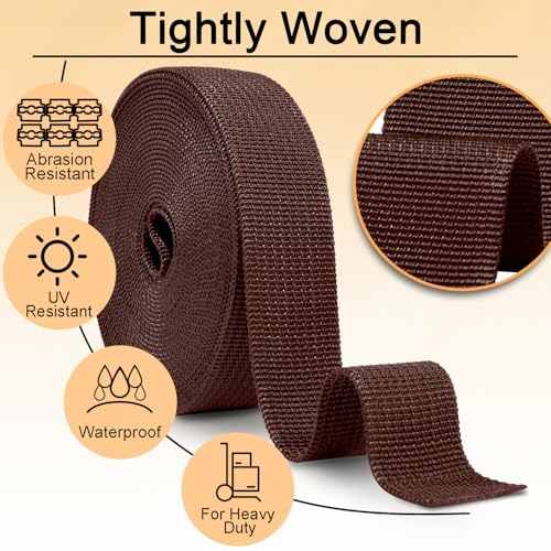 Image of CooBigo 12 Yards Webbing 1 inch & 1.5 inch & 2 inch Polypropylene Webbing Strap 1 Inch 1.5 Inch 2 Inch Wide Webbing Strapping for Bags /Lawn Chair /Pool Solar Cover DIY Crafting