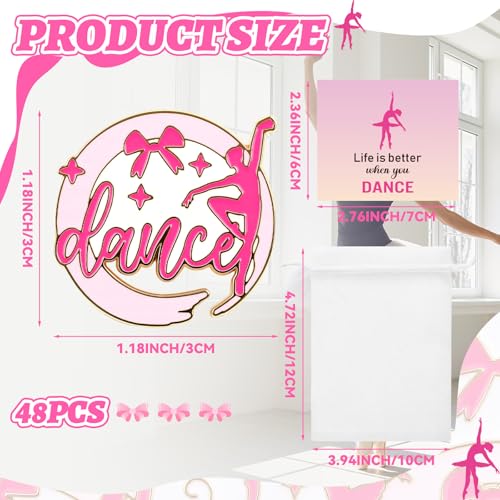 Image of Misdary 24 /48 Set Dance Gifts Ballet Brooch Pins Cards Bags for Dancer Ballerina Party Favors Women Team Award Recital Gifts