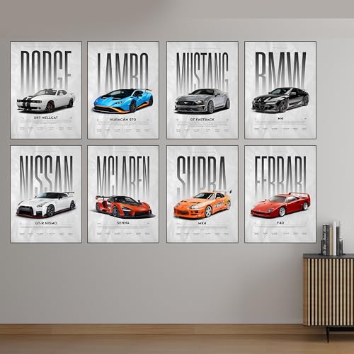 Image of Fit-in Trends Car Poster For Wall Boys Room|Super Car Poster Stickers | Gifting Ideas For Men Boys Car Lover's | Wall Art For Living room, Office, Dining Room| A4 Size Wall Art (Combo Poster)
