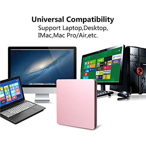 Image of Type-C Super External Drive,USB Portable External DVD /CD Drive Burner /Reader /Rewriter for The Laptops and Desktops and All-in-one Computers with USB-C Ports (Pink)