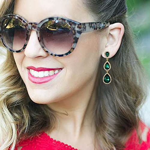 EleQueen Women's Gold-tone Austrian Crystal Teardrop Pear Shape 2.5 Inch Long Earrings3