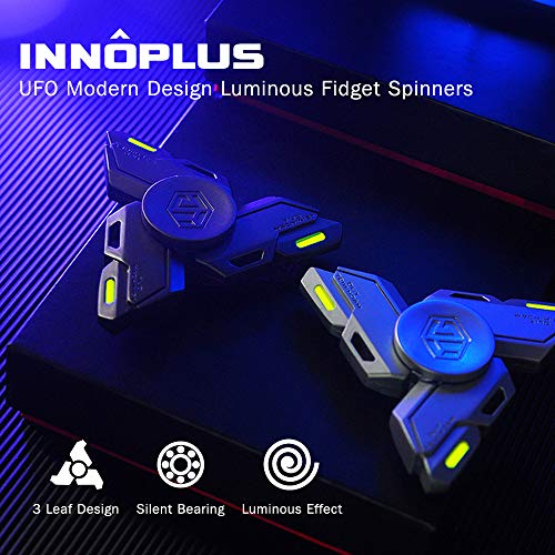 Fidget Spinners, Fidget Spinner Gifts for Adults, Stress Anxiety ADHD Relief Figets Toy, Metal Finger Hand Spinner Toy with Luminous Light, Spinner Absorb Solar Light Then Release in Dark