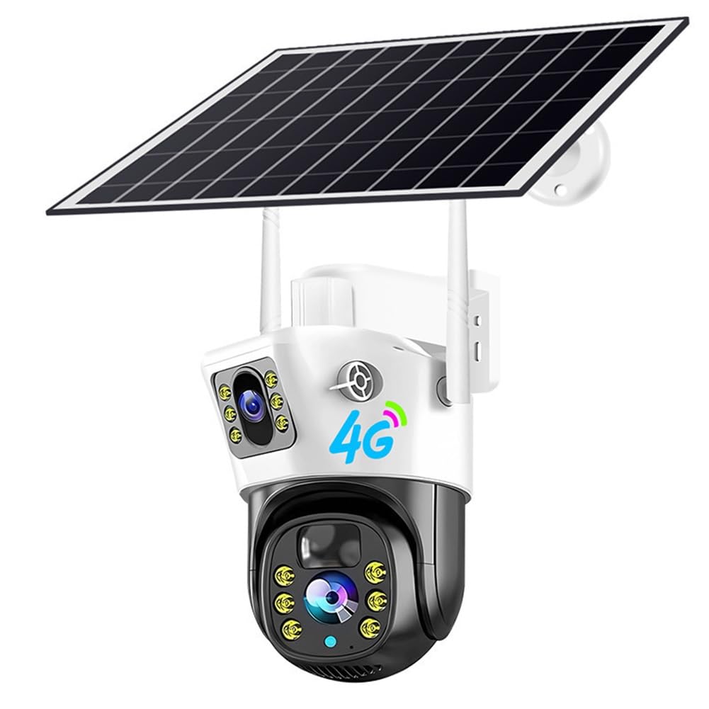 Jnchdghwa As Shown V380 Solar-Powered Binocular Camera V380 Outdoor Surveillance Ip Camera Support Color Night Vision Pir Motion Detection Cam