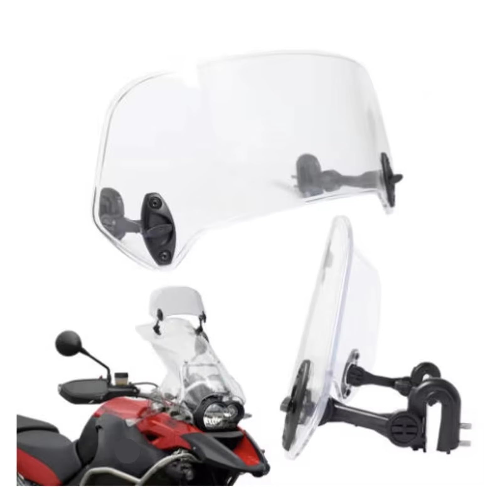 déflecteur Moto pour Déflecteur De Pare-Brise Universel À Pince Adapté Tous Les Modèles Motos Extension Becquet Réglable(Smoke,L)
