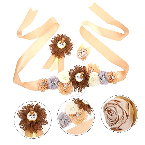 Ceinture de maternité en satin café pour future maman - 3