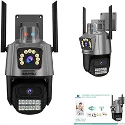 Câmera IP WiFi de Segurança Externa HD 3MP Com Alarme – Visão Noturna Infravermelha, Dupla Lente, IP66 à Prova d’Água