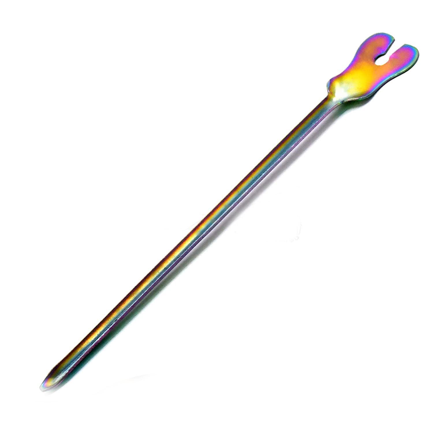 DDP Multi Titanium Rainbow Color Grooved Director with Tongue Tie 5.5