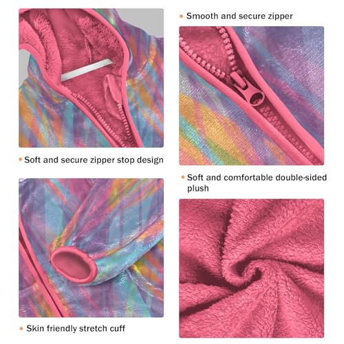 GuoChe Colorful Striped Toddler Girl Sherpa Jacket3