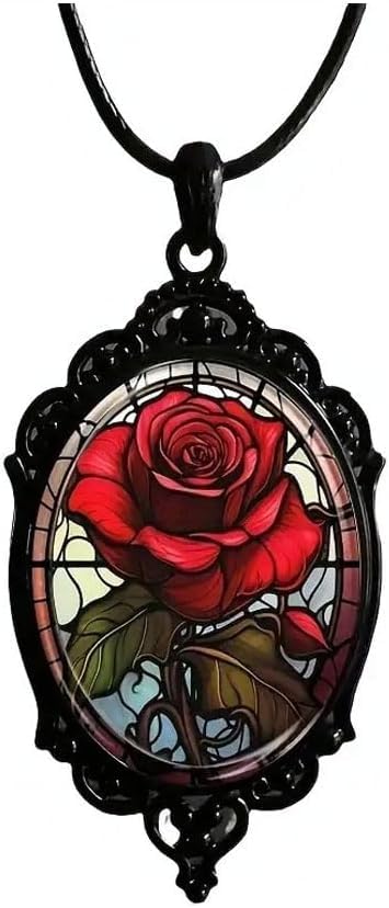 XFSRG Collar Colgante Retro con Rosa Roja para Mujer Joyería Vintage de Estilo Gótico Ideal para Regalos Originales Accesorio Elegante para Todas las Ocasiones
