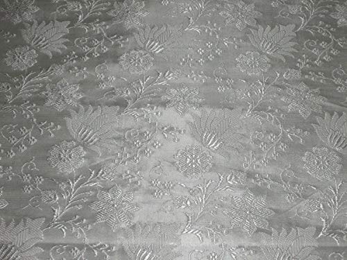 Brocart de soie jacquard blanc floral au mètre tissu BRO1 large de 111,8 cm