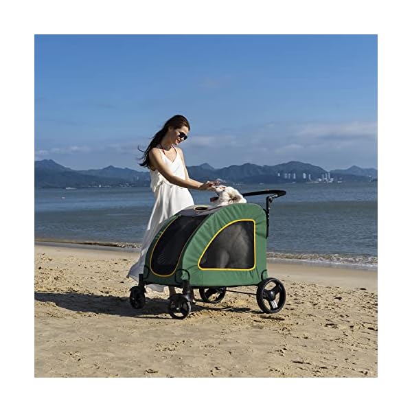 Dog-Stroller-Pet-Stroller-Large-Adjustable-Handle-Zipper-Entry-Skylight-Window-Stroller-Suitable-for-Small-Medium-Large-Pets Large Dog Stroller