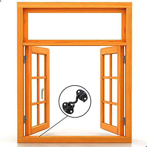 Qjzxuezhen 2Pcs 2 Inch Barn Door Lock, Cabin Hook Eye Latch Gate Door Swivel Window Door Hook With Mounting Screws (Black) #TOP6