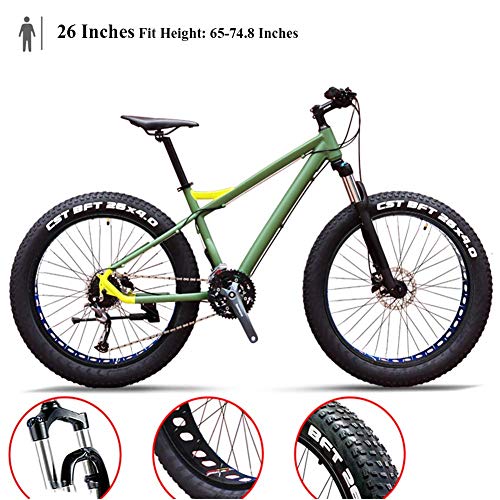 GJZM Mountainbike 27-Gang-Mountainbikes, professionelles 26-Zoll-Fattire-Mountainbike für Erwachsene, Aluminiumrahmen-Vorderradaufhängung All-Terrain-Fahrrad, C. – Bild 3