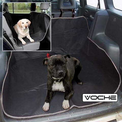 Voche® RS01GY-VO Black & Grey Heavy Duty Waterproof 2-In-1 Rear Seat Cover Pet Protector & Car Boot Liner Cover
