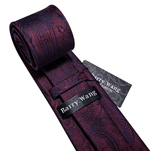 Image of Barry.Wang Paisley Tie Fashion Set Hanky Cufflinks Neckties for Men Woven Silk