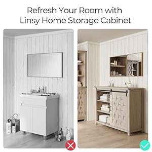 LINSY Kitchen Sideboard Buffet Cabinet, Coffee Bar Cabinet with Storage, Farmhouse Storage Cabinet with Sliding Barn Door and Adjustable Shelves for Dining Room, Kitchen, Hallway, Living Room, Gray LINSY Kitchen Sideboard Buffet Cabinet Coffee Bar Cabinet with Storage Farmhouse Storage Cabinet with Sliding Barn Door and Adjustable Shelves for Dining Room Kitchen Hallway Living Room Gray