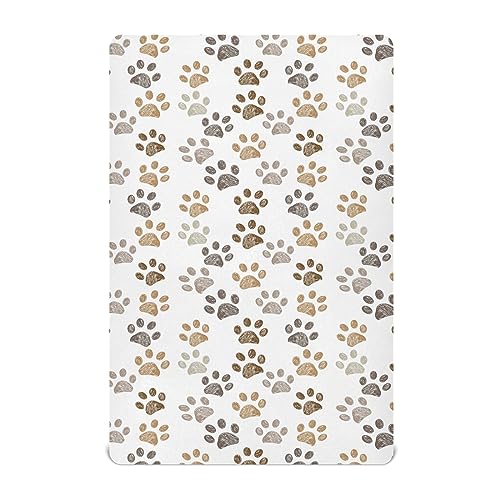 Baby Crib Sheet Paw Print Crib Mattress for Boys and Girls Playard Sheet Soft Breathable Fitted Baby Mattress Cover 52x28in