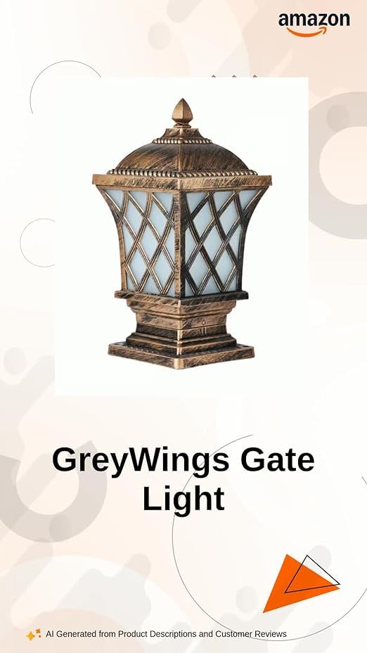 Image of Generic Antique Aluminium Outdoor Gate Light for Main Gate and Pilla Cross Lattice Waterproof Exterior Post Lamp for Brass Finish (Bulb Not Included) Pack of 3