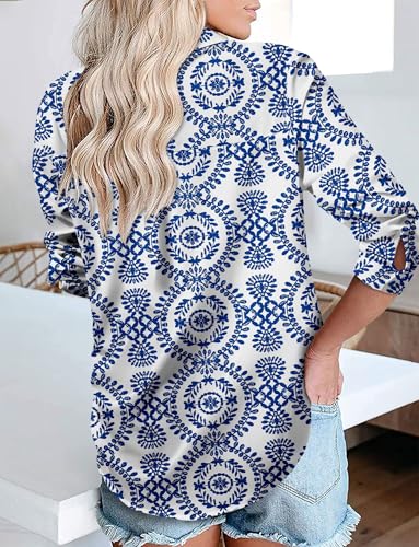 Image of Magritta Women's Shirts Fashion Casual Loose Fit Long Sleeve Button Down Lightweight Collared Blouse Tops