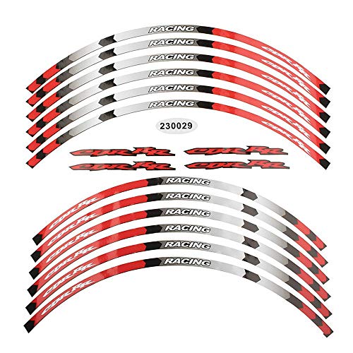 Three T Motorcycle Outer Wheel Rim Sticker Stripe Wheel Decals Stickers Fit for Honda Repsol HRC CBR250RR CBR400RR CBR600RR CBR1000RR, Red