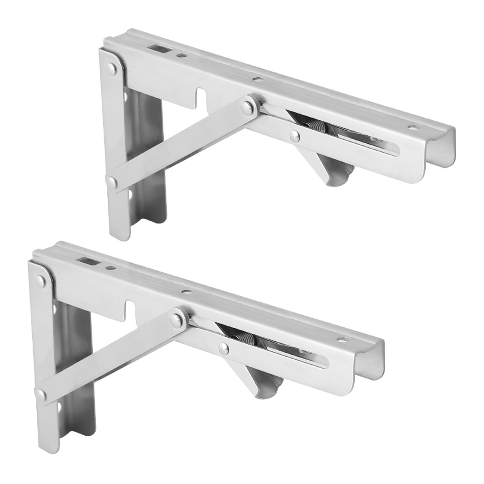 Klappkonsole Schwerlast Edelstahl Regalhalterung 2 Stück Wand Dreieckig Regalträger Strapazierfähige Metall Halterung Wandregal Platzsparend (Color : Silber, Size : 450mm/18in)