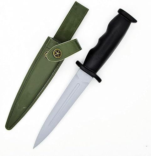 zonzxcv Cuchillo de utilería de daga de goma, cuchillo falso seguro inofensivo con vaina verde militar, longitud de 10.5 pulgadas