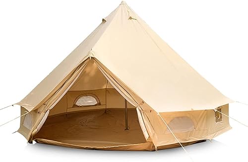 AyfeS Tienda de campaña de pirámide para yurtas, tienda de campaña familiar al aire libre con agujero para estufa, tienda de campaña piramidal Tipi