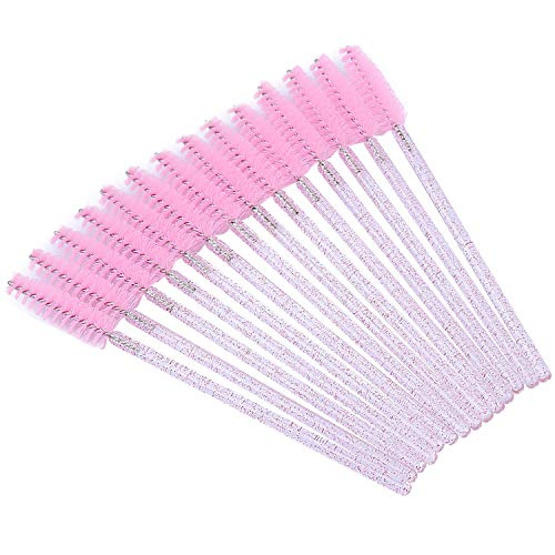 Tbestmax 100 Disposable Eyelash Brush Mascara Wands Spoolies for Eye Lashes Extension Eyebrow and Makeup Pink