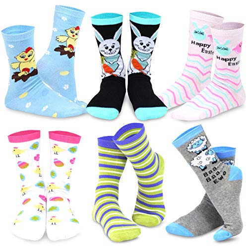TeeHee Women's Easter Day Fashion Crew Socks 6 Pair Pack (Funny Easter)