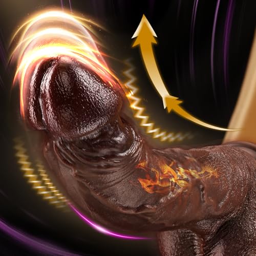 Sex Toys Black Thrusting Dildo Vibrator Realistic Curved Vibrating Dildo with Strong Suction Cup for G Spot Lifelike Heated Dildos Adult Sex Toy for Men and Women