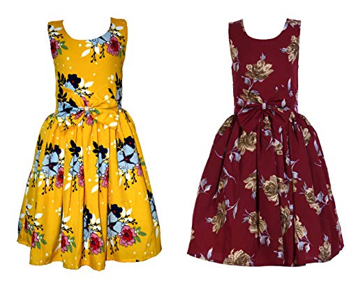 Image of Casual Frock for Baby Girls,Blue Printed and Olive Printed,Pack of 2