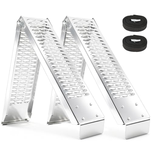 ELECHOI Portabe Folding Steel Ramps 1000 lbs 77 2-Pcs Heavy-Duty Ramps with Wider Ramp Surface Anti-Slip Stable Loading Ramp Fit for Motorcycle Dirt Bike ATV UTV Lawn Mower Electric Bicycle