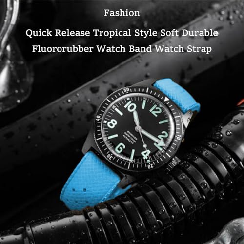 Image of FKM Rubber Watch Bands Tropical Style Quick Release Fluororubber Watch Strap 18mm 20mm 22mm Universal Soft Breathable Durable Sporty FKM Rubber Replacement Band Strap for Men Women