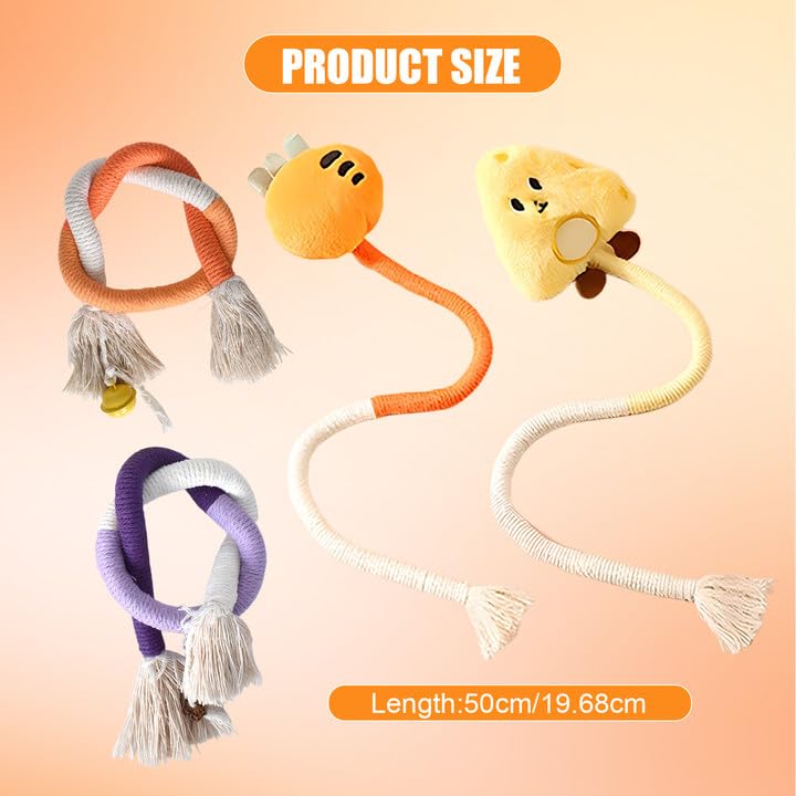 DEARBAG 4 PCS Cat Chew Rope Toys, Handmade Cotton Cats Chew Toy with Plush - Image 2