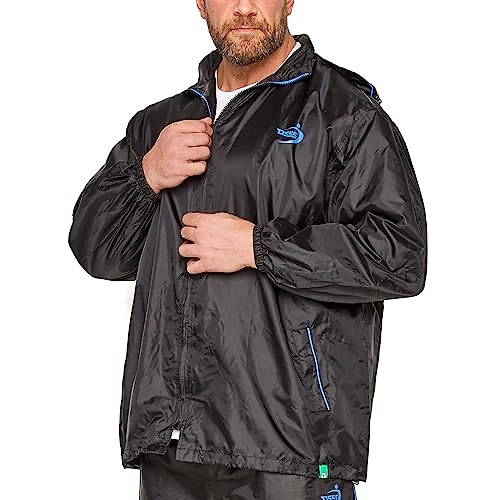 Duke D555 Mens Zac Big Tall Packaway Weather Proof Rain Jacket - Black, Black, 7X-Large