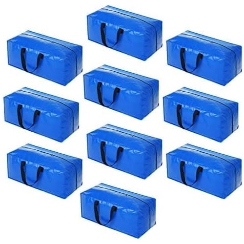 10 Pack Heavy Duty Extra Large Moving Bags Storage Tote - Strong Handles& Backpack Straps - Space Saving Storage Bags Alternative to Moving Boxes and Bins,Compatible with Ikea Frakta Cart, B
